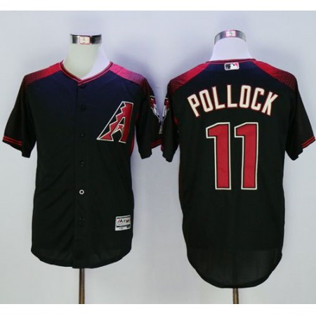 Diamondbacks #11 A. J. Pollock Black/Brick New Cool Base Stitched MLB Jersey