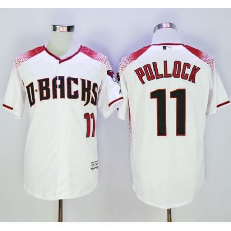 Diamondbacks #11 A. J. Pollock White/Brick New Cool Base Stitched MLB Jersey