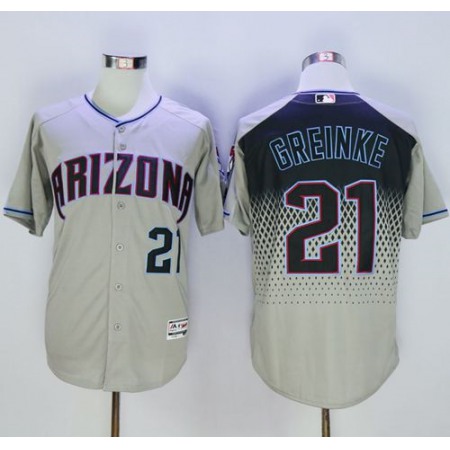 Diamondbacks #21 Zack Greinke Gray/Capri New Cool Base Stitched MLB Jersey