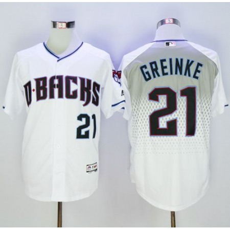 Diamondbacks #21 Zack Greinke White/Capri New Cool Base Stitched MLB Jersey