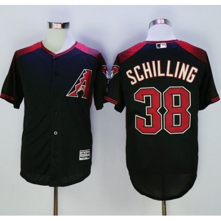 Diamondbacks #38 Curt Schilling Black/Brick New Cool Base Stitched MLB Jersey