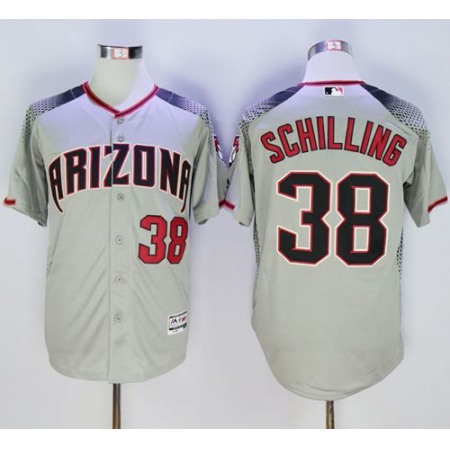 Diamondbacks #38 Curt Schilling Gray/Brick New Cool Base Stitched MLB Jersey
