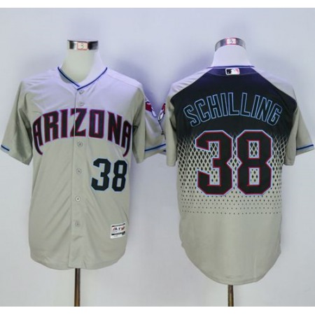 Diamondbacks #38 Curt Schilling Gray/Capri New Cool Base Stitched MLB Jersey