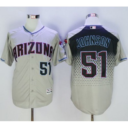 Diamondbacks #51 Randy Johnson Gray/Capri New Cool Base Stitched MLB Jersey