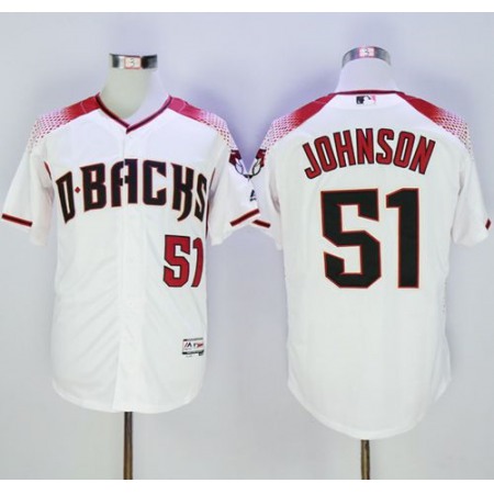 Diamondbacks #51 Randy Johnson White/Brick New Cool Base Stitched MLB Jersey