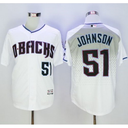 Diamondbacks #51 Randy Johnson White/Capri New Cool Base Stitched MLB Jersey