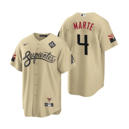 Men's Arizona Diamondbacks #4 Ketel Marte Gold 2023 World Series City Connect Cool Base Stitched Baseball Jersey
