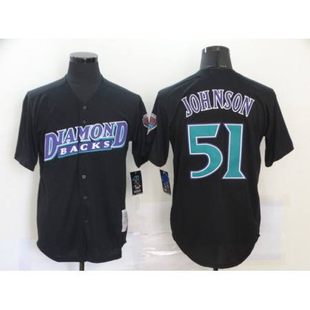 Men's Arizona Diamondbacks #51 Randy Johnson Black Throwback Cool Base Stitched Jersey