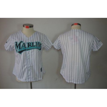 Marlins Blank White Women's Fashion Stitched MLB Jersey