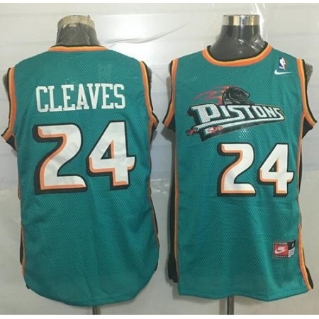 Pistons #24 Mateen Cleaves Green Nike Throwback Stitched NBA Jersey