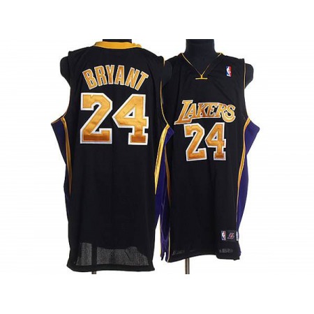 Lakers #24 Kobe Bryant Stitched Black Gold Number NBA Jersey