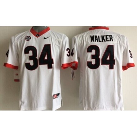 Bulldogs #34 Herschel Walker White Stitched Youth NCAA Jersey