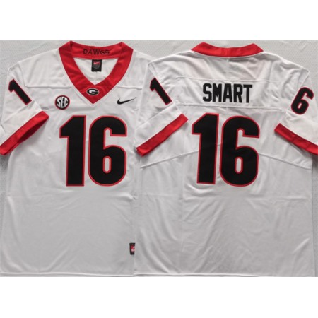 Georgia Bulldogs #16 Smart White Stitched Jersey