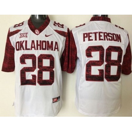 Sooners #28 Adrian Peterson White New XII Stitched NCAA Jersey