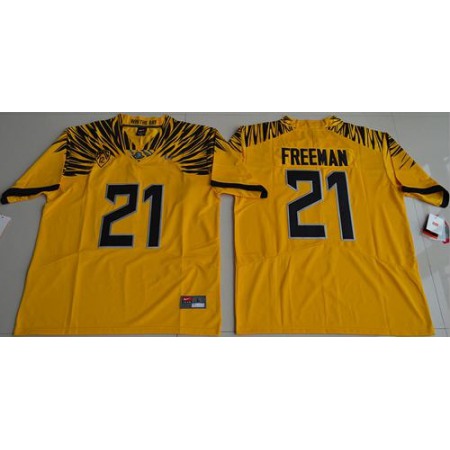 Ducks #21 Royce Freeman Yellow Limited Stitched NCAA Jersey