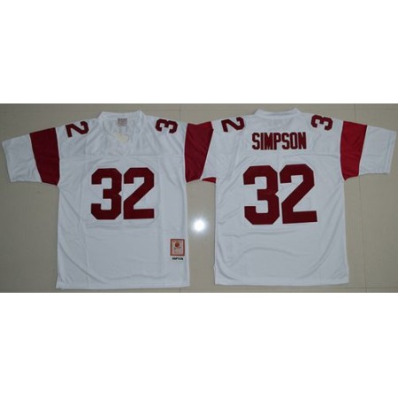 Trojans #32 O.J. Simpson White Stitched NCAA Jersey