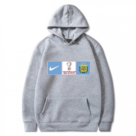 Men's Argentina World Cup Soccer Hoodie Grey