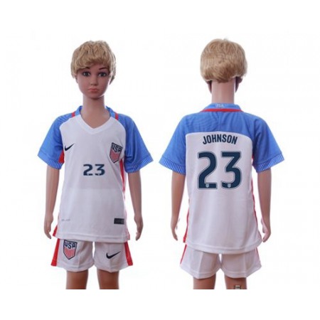 USA #23 Johnson Home Kid Soccer Country Jersey