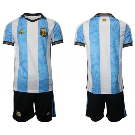 Men's Argentina Blank White/Blue Home Soccer Jersey Suit