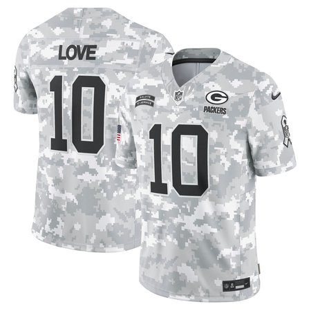 Men's Green Bay Packers Jordan Love Nike Arctic Camo 2024 Salute to Service Limited Jersey