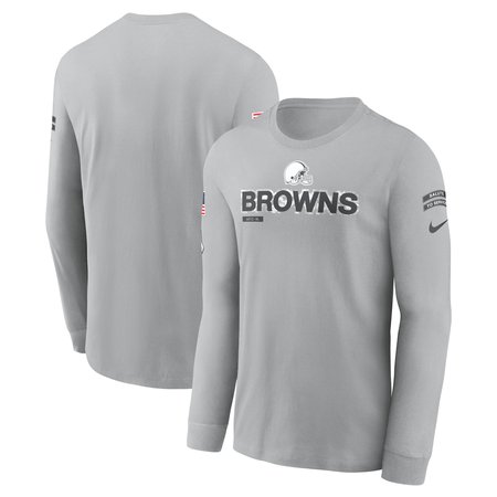 Men's Cleveland Browns Nike Gray 2024 Salute To Service Long Sleeve T-Shirt