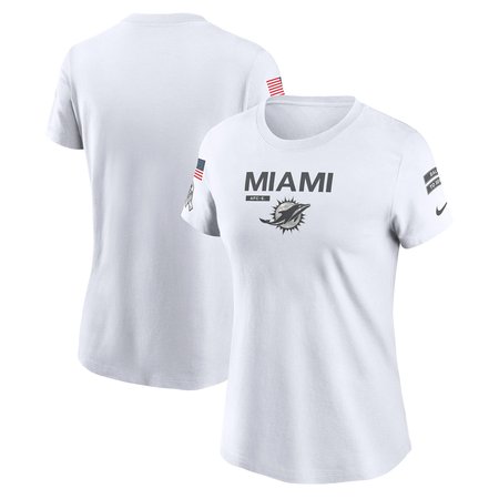 Women's Miami Dolphins Nike White 2024 Salute To Service Legend Performance T-Shirt