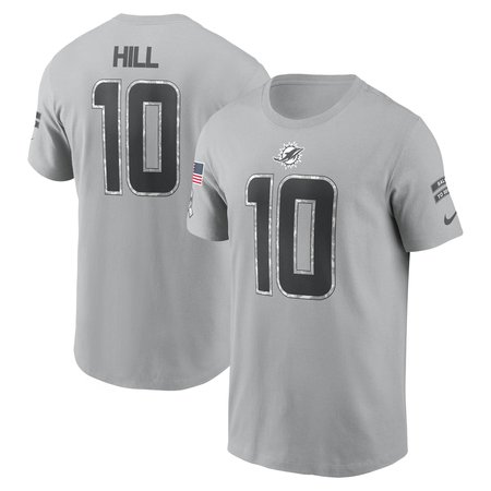 Men's Miami Dolphins Tyreek Hill Nike Gray 2024 Salute To Service Name & Number T-Shirt