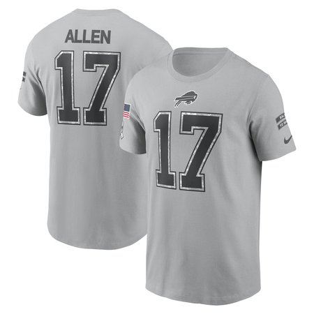 Men's Buffalo Bills Josh Allen Nike Gray 2024 Salute To Service Name & Number T-Shirt