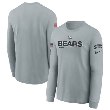 Youth Chicago Bears Nike Gray 2024 Salute To Service Long Sleeve T-Shirt