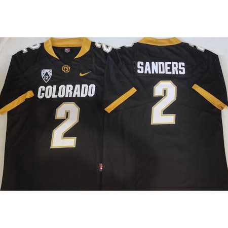 Men's Colorado Buffaloes Black #2 Sanders Stitched Jersey