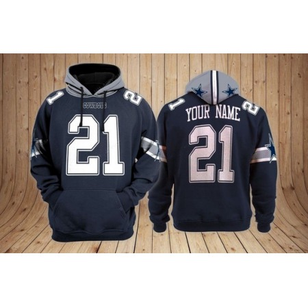 Men's Dallas Cowboys Customized Navy Pullover Hoodie