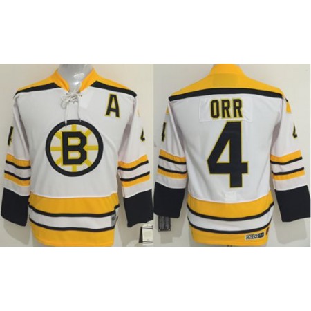 Bruins #4 Bobby Orr White CCM Youth Stitched NHL Jersey