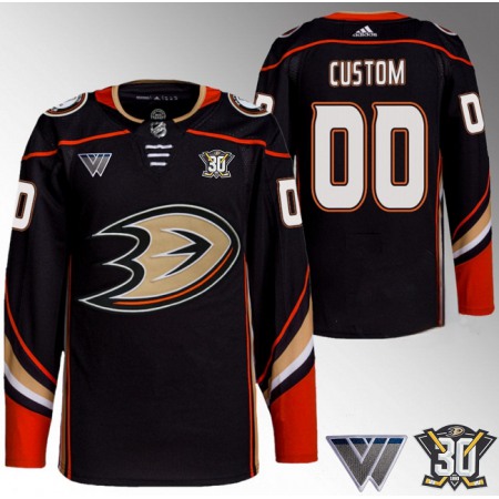 Men's Anaheim Ducks Custom Black 30th Anniversary Stitched Jersey