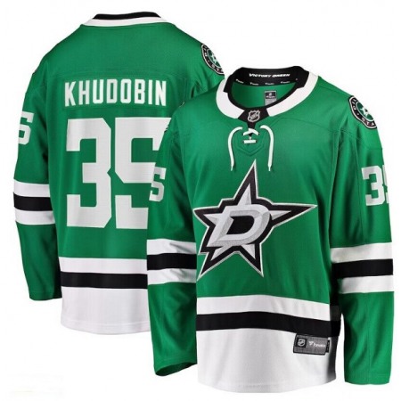 Men's Dallas Stars #35 Anton Khudobin Green Stitched Jersey